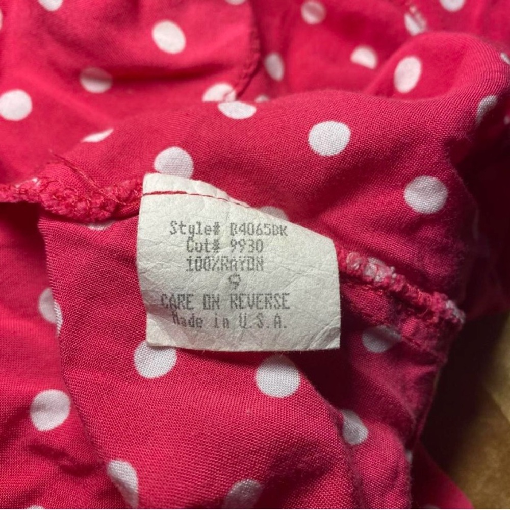 Vintage Trixxi Pink Polka Dot Ruffle Hem Slip Dress | Made in USA - Picture 4 of 7